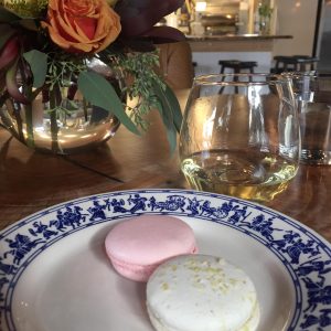 Raspberry-rose and pistachio macarons