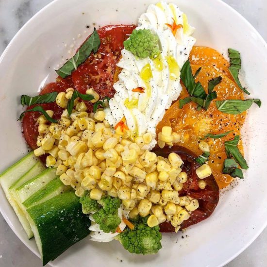 Garden Salad with Corn, Tomatoes and Cucumber