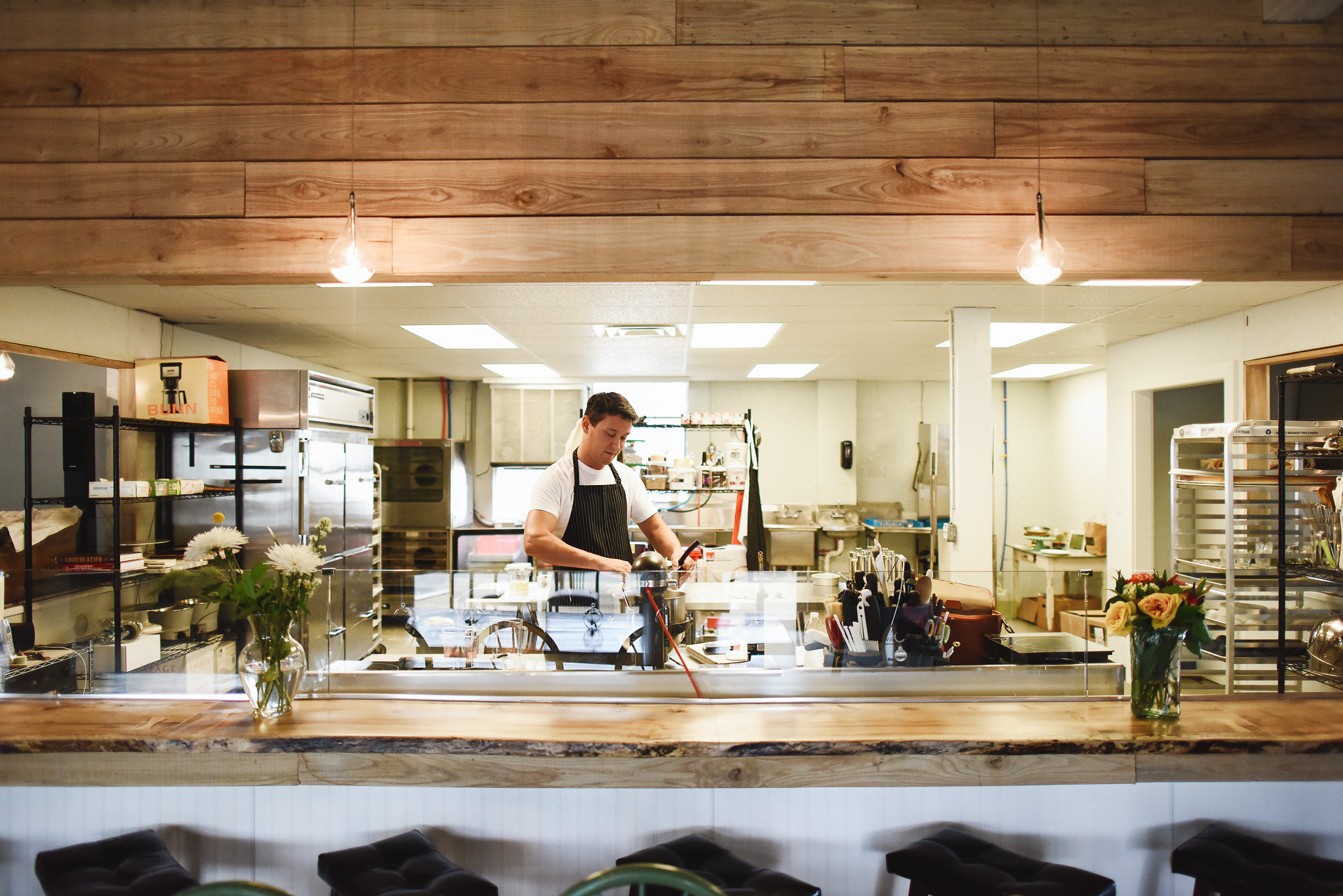 Chef Ben in the kitchen At The Gallery Pastry Shop
