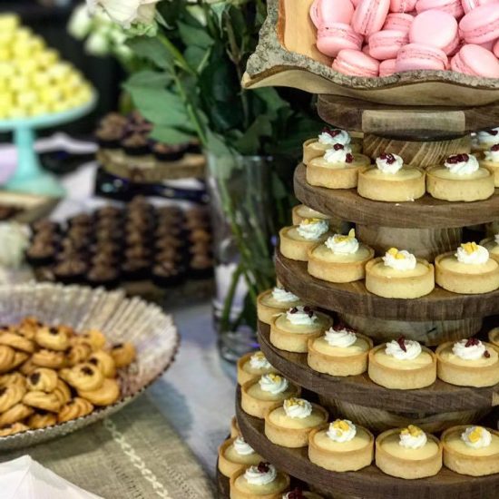 Dessert Buffet with Macarons, Tartlets and Scones